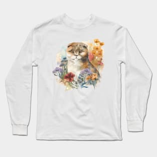 Scottish Fold Floral Long Sleeve T-Shirt